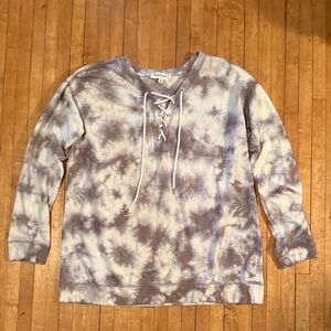 Tie-Dye Lace-Up Sweatshirt